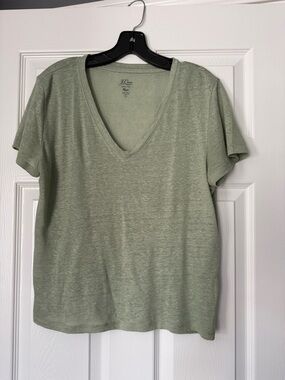 J. Crew Linen Knit V-Neck T-shirt